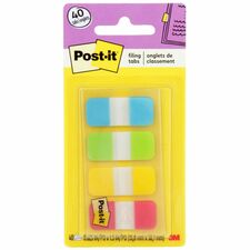 Post-it&reg; Easy Dispenser Tabs 40 Tab(s) - 0.63" Tab Width - Self-adhesive - Yellow, Red, Green, Blue Tab(s) - 40 / Pack
