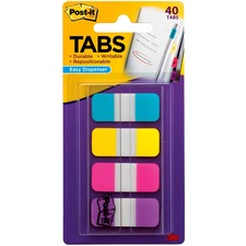 Post-it&reg; Easy Dispenser Tabs 40 Tab(s) - 0.63" Tab Width - Self-adhesive - Pink, Purple, Yellow, Blue Tab(s) - 40 / Pack