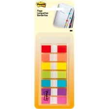 Post-it&reg; Flags in On-the-Go Dispenser 1/2" Flag/Note Width x 1 3/4" Flag/Note Length - Red, Orange, Yellow, Green, Blue, Purple, Pink - Self-stick - 189 / Pack