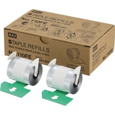 MAX 110Fe Staple Refill 9/16" Leg - Holds 100 Sheet(s) - for Paper - Silver - 4000 Per Cartridge - 8000 / Box