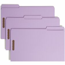 Smead 1/3 Tab Cut Legal Recycled Fastener Folder 8 1/2" x 14" - 2 Fastener(s) - Top Tab Location - Assorted Tab Position - Lavender - 10% Recycled - 50 / Box