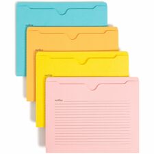 Smead Straight Tab Cut Letter Recycled File Jacket 8 1/2" x 11" - 2 Plys - Aqua, Goldenrod, Pink, Yellow - Preprinted - 10% Recycled - 12 / Pack