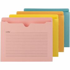 Smead Straight Tab Cut Letter Recycled File Jacket 8 1/2" x 11" - 2" Expansion - 2 Plys - Aqua, Goldenrod, Pink, Yellow - Preprinted - 10% Recycled - 12 / Pack