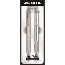 Zebra STEEL 7 Series M/F 701 Mechanical Pencil & Ballpoint Pen Set 0.7 mm Pen Point Size - 0.7 mm Lead Size - Refillable - Stainless Steel - 2 / Set