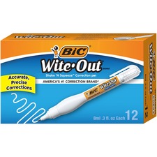 Wite-Out Shake 'N Squeeze Correction Pen Pen Applicator - 8 mL - White - Fast-drying - 12 / Box