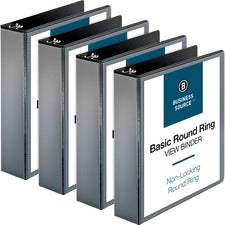 Business Source Round-ring View Binder 2" Binder Capacity - Letter - 8 1/2" x 11" Sheet Size - 475 Sheet Capacity - Fastener(s): Round Ring - Pocket(s): 2, Internal - Polypropylene - Black - Wrinkle-free, Gap-free Ring, Clear Overlay, Non Locking Mechanis