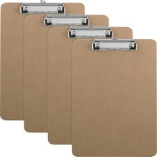 Business Source Flat Clip Clipboard 9" x 12 1/2" Sheet Size - Hardboard - Brown - 6 / Box