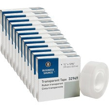 Business Source All-purpose Transparent Tape 36 yd Length x 0.75" Width - 1" Core - Clear - For Sealing, Mending - 12 / Pack