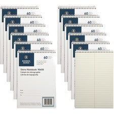 Business Source Steno Notebooks 60 Sheets - Coilock - Gregg Ruled Front Ruling - 6" x 9" Sheet Size - Green Tint Paper - Stiff-back, Sturdy - 12 / Pack