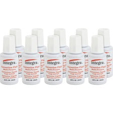 Integra Multipurpose Correction Fluid Brush Applicator - 22 mL - White - 10 / Box