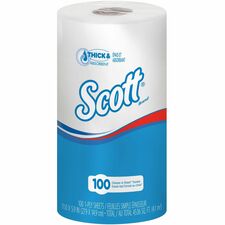 Scott Kitchen Roll Towels 1 Ply - 102 Sheets/Roll - 1 4/5" Core - White - Paper - 24 / Carton