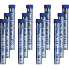 Pentel Mechanical Pencil Eraser Refills White - 5/Tube - 12 / Box