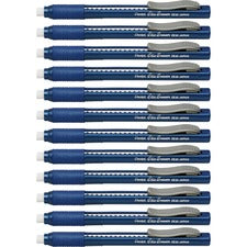 Pentel Rubber Grip Clic Eraser Blue Barrel - Pen - Refillable - 12 / Box - Retractable, Latex-free Grip, Pocket Clip, Ghost Resistant, Non-abrasive