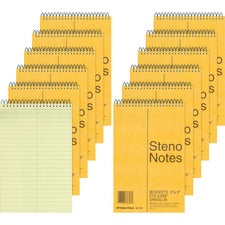 Rediform Steno Notebooks 80 Sheets - Wire Bound - Gregg Ruled Margin - 16 lb Basis Weight - 6" x 9" Sheet Size - Green Paper - Brown Board Cover - Hard Cover, Rigid - 12 / Pack
