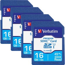 Verbatim Premium 16 GB Class 10/UHS-I (U1) SDHC - 4 / Box 20 MB/s Read - 9 MB/s Write - 133x Memory Speed