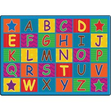 Flagship Carpets Cheerful Alphabet Classroom Rug 100" Length x 72" Width x 0.50" Thickness - Rectangle - Multicolor