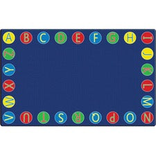 Flagship Carpets Alphabet Circles Seating Rug 100" Length x 72" Width x 0.50" Thickness - Rectangle - Multicolor