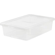 IRIS 28-quart Storage Box External Dimensions: 24" Width x 16.3" Depth x 6" Height - 7 gal - Snap-in Lid Closure - Stackable - Plastic - Clear - For Clothes, Shoes - 1 Each