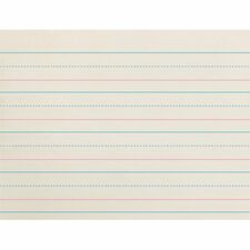 Zaner-Bloser Broken Midline Ruled Paper Printed - 1.13" Ruled - 30 lb Basis Weight - 8" x 10 1/2" Sheet Size - White Paper - 500 / Ream