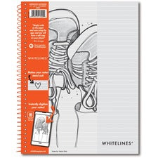 Roaring Spring Whitelines Premium Line Ruled Spiral Notebook 70 Sheets - 140 Pages - Printed - Spiral Bound - Both Side Ruling Surface - 20 lb Basis Weight - 75 g/m&#178; Grammage - 11" x 8 1/2" Sheet Size - 0.33" Height x 8.5" Width x 11" Length - Gray P