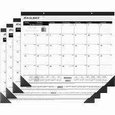 At-A-Glance Classic Monthly Desk Pad Monthly - 12 Month - January 2025 to December 2025 - 1 Month Single Page Layout - 24" x 19" Sheet Size - Desktop - White - Paper - 4 / Bundle