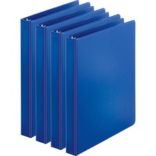 Business Source Basic Round Ring Binder 1" Binder Capacity - Letter - 8 1/2" x 11" Sheet Size - 225 Sheet Capacity - 3 Ring(s) - Fastener(s): Round Ring - Pocket(s): Inside Front & Back - Chipboard, Polypropylene - Dark Blue - 12.80 oz - Sturdy, Exposed R