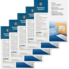 Business Source Bright White Premium-quality Address Labels 1" Width x 2 5/8" Length - Permanent Adhesive - Rectangle - Laser, Inkjet - White - Jam-free - 30 / Sheet - 100 Total Sheets - 3000/Pack - 5 / Carton