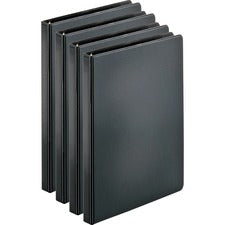 Business Source Basic Round Ring Binders 1/2" Binder Capacity - Letter - 8 1/2" x 11" Sheet Size - 125 Sheet Capacity - 3 Ring(s) - Fastener(s): Round Ring - Pocket(s): Internal - Chipboard, Polypropylene - Black - Exposed Rivet, Sturdy - 4 / Bundle