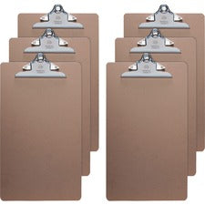 Business Source Hardboard Clipboard 9" x 15 1/2" Sheet Size - Hardboard - Brown - 6 / Bundle