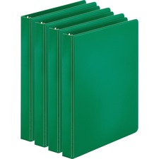 Business Source Basic Round Ring Binders 1" Binder Capacity - Letter - 8 1/2" x 11" Sheet Size - 225 Sheet Capacity - 3 Ring(s) - Fastener(s): Round Ring - Pocket(s): Inside Front & Back - Chipboard, Polypropylene - Green - Exposed Rivet, Sturdy, Open and