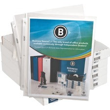 Business Source Sheet Protectors For Letter 8 1/2" x 11" Sheet - 3 x Holes - Ring Binder - Top Loading - Rectangular - Clear - Polypropylene - 50/Pack - 4 / Box