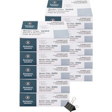 Business Source Fold-back Binder Clips Large - 2" Length x 2" Width - 1" Size Capacity - Black - Steel - 1 Dozen/Box - 10 / Bundle