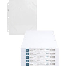 Business Source Poly Sheet Protectors 11" Height x 9" Width - For Letter 8 1/2" x 11" Sheet - 3 x Holes - Ring Binder - Top Loading - Rectangular - Clear - Polypropylene - 100/Box - 5 / Carton