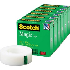 Scotch Invisible Magic Tape 36 yd Length x 1" Width - 1" Core - Matte - Clear - Split Resistant, Tear Resistant - For Mending, Splicing - 6 / Pack