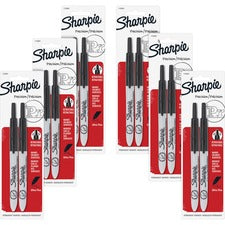 Sharpie Retractable Ultra-Fine Point Permanent Markers Ultra Fine Marker Point - Retractable - Black Ink - 2/Pack - 6 / Box