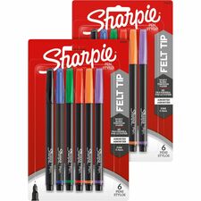 Sharpie Fine Point Pens Fine Pen Point - Assorted Ink - 6/Pack - 2 / Bundle