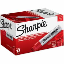 Sharpie Magnum Permanent Marker 15.87 mm Jumbo Chisel Marker Point - Red Ink - Silver Plastic Barrel - Felt Tip - 12 / Box