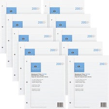 Sparco Notebook Filler Paper - Letter 200 Sheets - Ruled Red Margin - 16 lb Basis Weight - Letter - 8 1/2" x 11" Sheet Size - White Paper - Subject - 200/Pack - 10 / Bundle