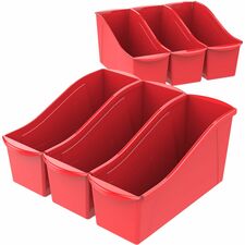 Storex Storex Multiuse Bins Red 6/pkg 7" Height x 5.30" Width x 14.30" Length - Red - Plastic - 6 / Pack