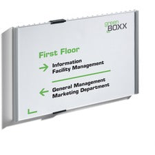 DURABLE Information Sign 8-1/2"h x 11-7/8" 11.9" Width x 8.5" Height x 0.5" Depth - 8.30" Holding Width x 11.70" Holding Height - Rectangular Shape - Door, Wall - Silver - 1 Each
