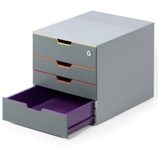DURABLE VARICOLOR 4 Safe - 4-Drawer 4 Drawer(s) for Document - Letter - Lockable - Gray, Multicolor