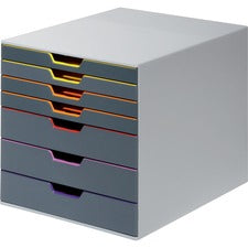 DURABLE VARICOLOR 7 7 Drawer(s) - 11" Height x 11.50" Width x 14" Depth - Desktop - Non-slip Feet, Stackable - Gray - Plastic - 1 Each