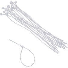 Advantus Beaded Cable Ties Cable Tie - White - 0.25" Length - 250 / Pack