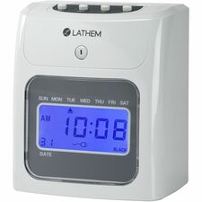 Lathem 400E Top Feed Electronic Time Clock Kit Card Punch/Stamp - Month, Date, Week, Time, Bi-weekly, Semi-monthly, Month Record Time
