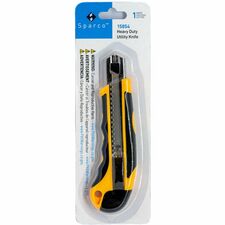 Sparco Cartridge Utility Knife 6.5" Height x 1.8" Width x 0.5" Length - Heavy Duty - Black - 1 Each