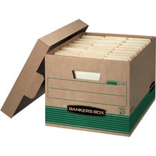 Bankers Box STOR/FILE Recycled File Storage Box Internal Dimensions: 12" Width x 15" Depth x 10" Height - External Dimensions: 12.5" Width x 16.3" Depth x 10.5" Height - Media Size Supported: Legal, Letter - Lift-off Closure - Medium Duty - Single/Double/