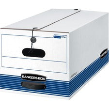 Bankers Box STOR/FILE File Storage Box Internal Dimensions: 12" Width x 24" Depth x 10" Height - External Dimensions: 12.3" Width x 24.1" Depth x 10.3" Height - Media Size Supported: Letter - String/Button Closure - Medium Duty - Stackable - Plastic - Whi