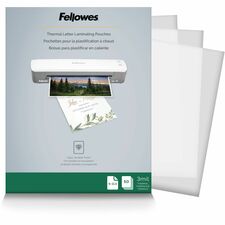Fellowes Letter-Size Thermal Laminating Pouches Sheet Size Supported: Letter 8.50" Width x 11" Length - Laminating Pouch/Sheet Size: 9" Width x 3 mil Thickness - Glossy - for Document - Photo-safe, Durable - Clear - 50 / Pack