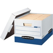 Bankers Box Letter/Legal File Storage Box Internal Dimensions: 12" Width x 15" Depth x 10" Height - External Dimensions: 12.8" Width x 16.5" Depth x 10.4" Height - Media Size Supported: Legal, Letter - Lift-off Closure - Heavy Duty - Triple End/Double Sid