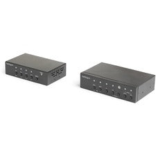 StarTech.com Multi-Input HDBaseT Extender Kit with Built-In Switch and Video Scaler 4 Input Device - 1 Output Device - 229.66 ft Range - 2 x Network (RJ-45) - 2 x HDMI In - 1 x VGA In - 2 x HDMI Out - DisplayPort - WUXGA - 1920 x 1200 - Twisted Pair - Cat
